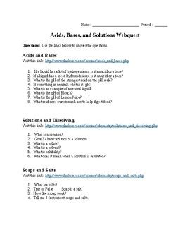 Solutions Webquest Answer Key