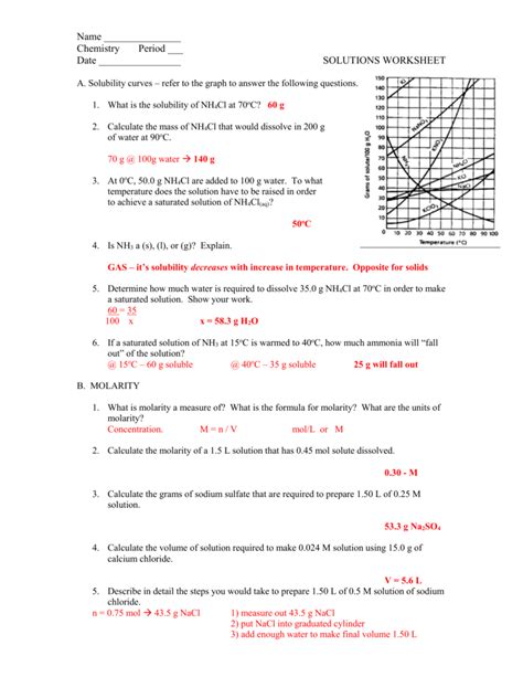 Solutions Worksheet Answers Chemistry Chemistry Solubility Worksheet Answers - Chemistry Solubility Worksheet Answers