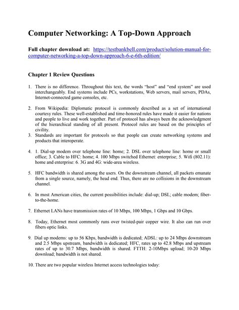 Download Solutions Computer Networking 6Th Edition 