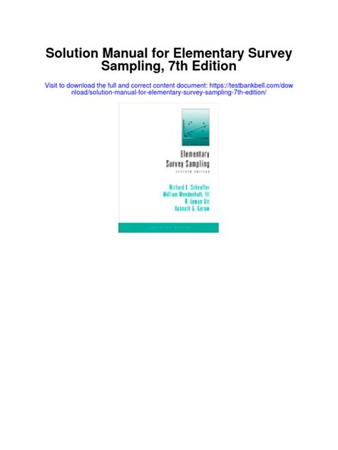 Download Solutions For Elementary Survey Sampling 7Th Edition 
