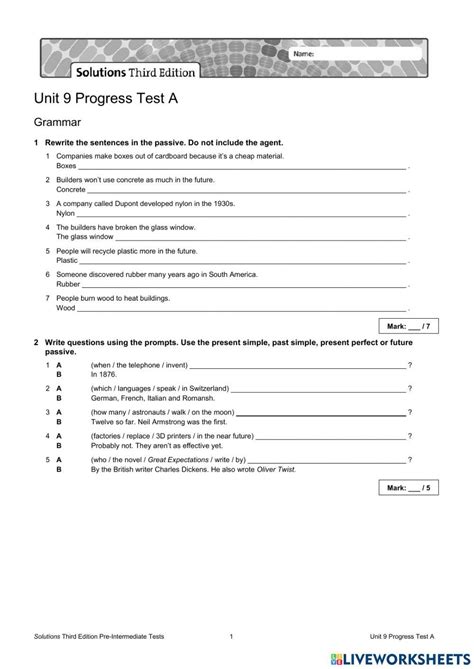 Read Online Solutions Intermediate Progress Tests Unit 9 