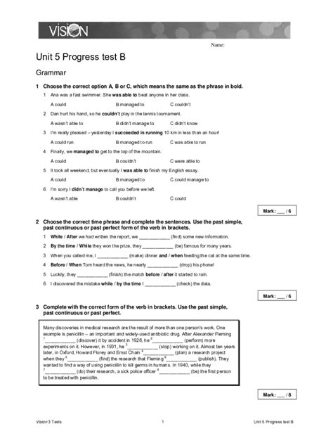 Full Download Solutions Intermediate Unit 5 Progress Tests Key 