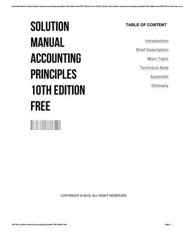 Read Online Solutions Manual Accounting Principles 10Th Edition Free 