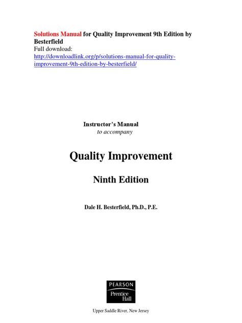 Read Online Solutions Manual For Besterfield Quality Improvement 
