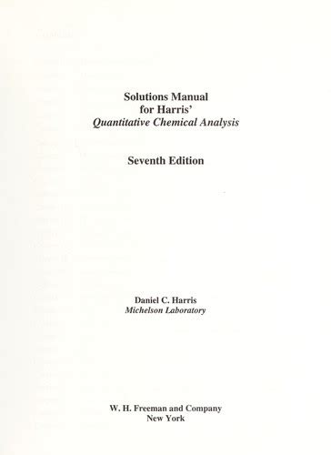 Full Download Solutions Manual For Quantitative Chemical Analysis Seventh Edition 