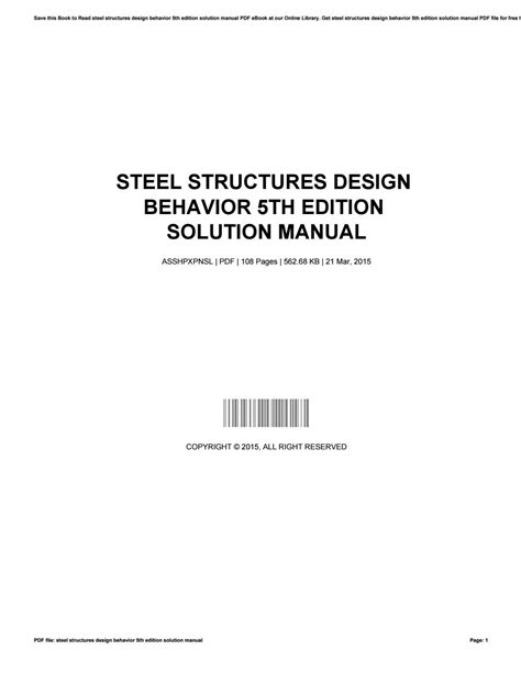Download Solutions Manual Steel Structures 