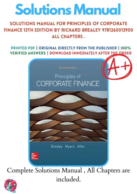 Download Solutions Manual To Accompany Principles Of Corporate Finance 