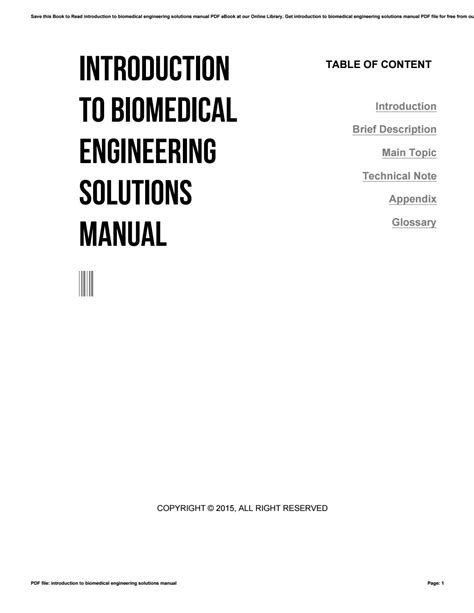 Read Online Solutions Manual To Introduction To Biomedical Engineering 