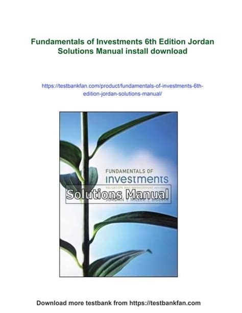 Full Download Solutions Of Fundamentals Investments 6Th Edition 