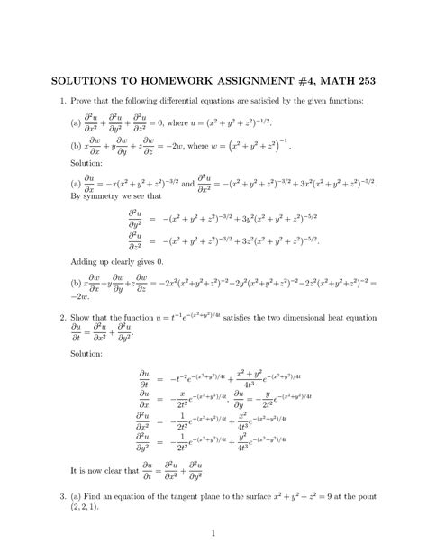 Read Online Solutions To Homework Assignment 4 
