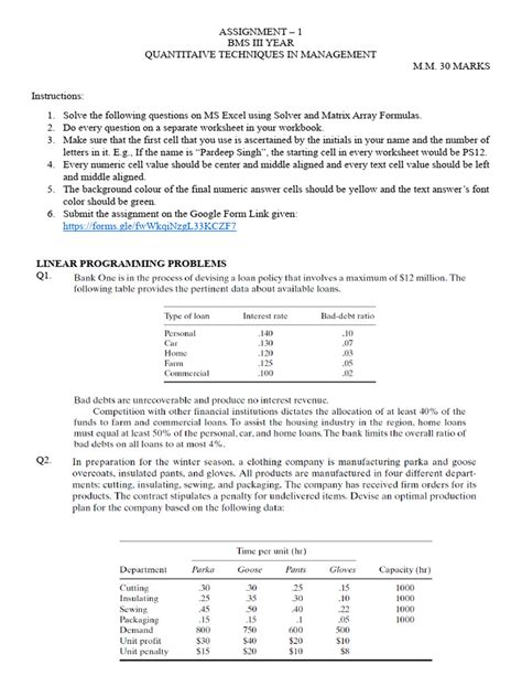 solved imt quantitative techniques assignment
