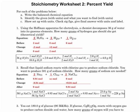 Solved Name Stoichiometry Percent Yield Worksheet Show All Stoichiometry Percent Yield Calculations Worksheet Answers - Stoichiometry Percent Yield Calculations Worksheet Answers