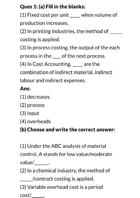 Solved Question Papers For Cost Accounting