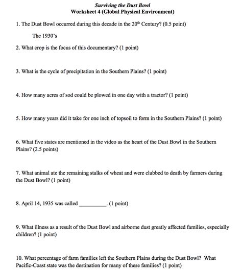 Solved Surviving The Dust Bowl Worksheet 4 Global The Dust Bowl Worksheet Answers - The Dust Bowl Worksheet Answers