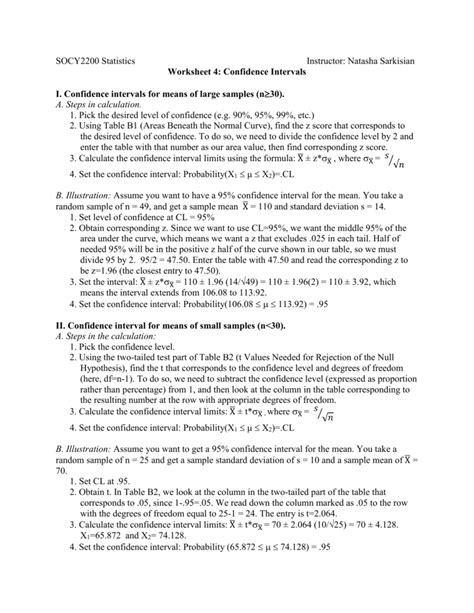 Solved Worksheet 9 Confidence Intervals For Population Chegg Confidence Interval Worksheet Answers - Confidence Interval Worksheet Answers