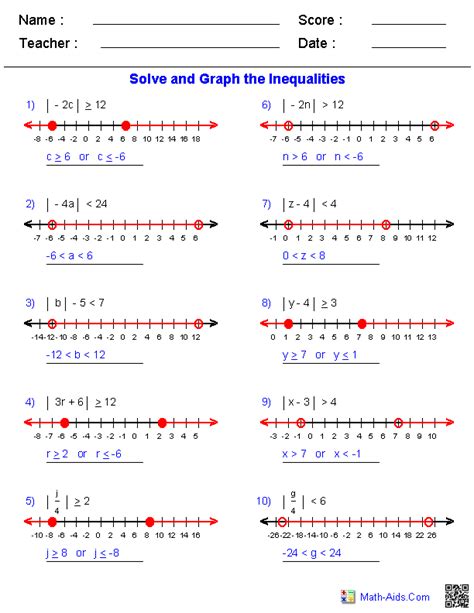 Solving And Graphing Inequalities Worksheet Answer Key Solving  Graphing Inequalities Worksheet Answers - Solving  Graphing Inequalities Worksheet Answers