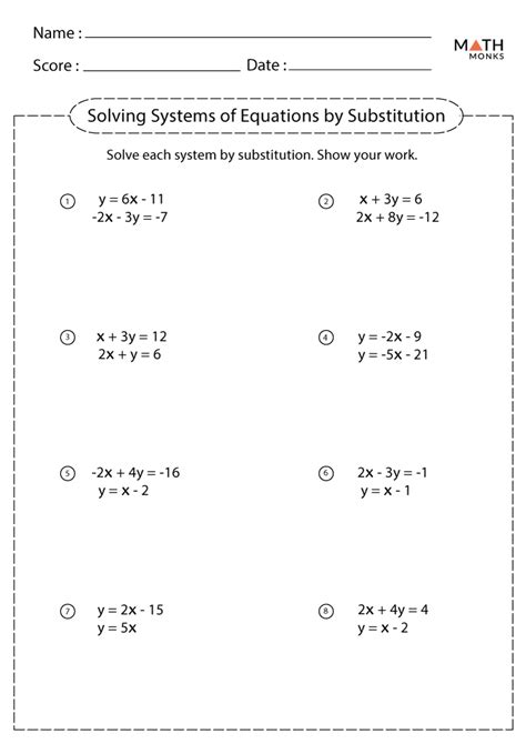 Solving Equations By Substitution Worksheet