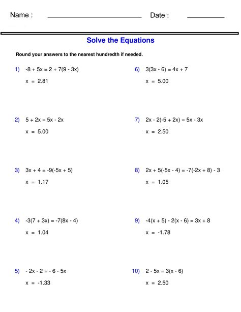 Solving Equations On Both Sides Worksheet   Solve Equations With Variables On Both Sides Interactive - Solving Equations On Both Sides Worksheet