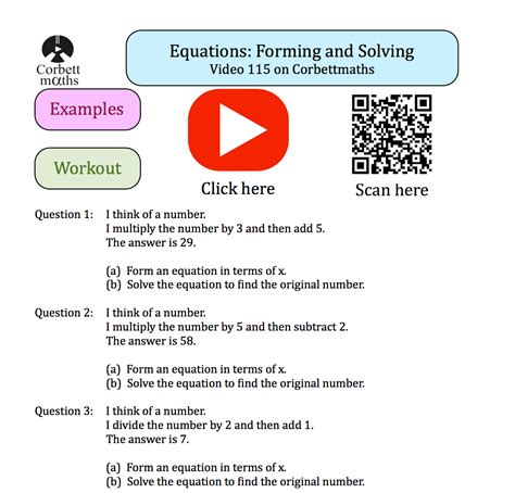 Solving Equations Practice Questions Corbettmaths One Step Equations Practice Worksheet - One Step Equations Practice Worksheet