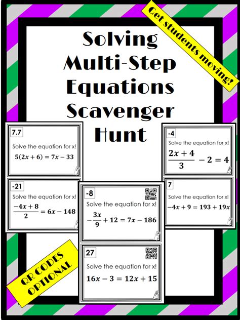 Solving Equations Scavenger Hunt For Middle School Teamtom Math Scavenger Hunt Middle School - Math Scavenger Hunt Middle School