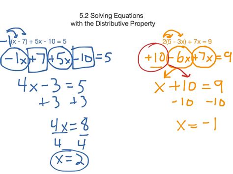 Solving Equations Using The Distributive Property Worksheet