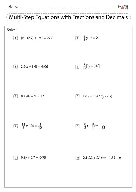 Solving Equations With Fractions And Decimals Worksheets Solving Linear Equations With Fractions Worksheet - Solving Linear Equations With Fractions Worksheet