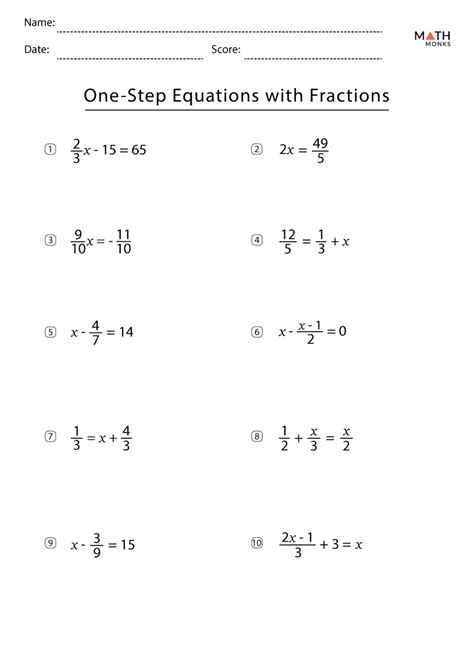 Solving Equations With Fractions Worksheet