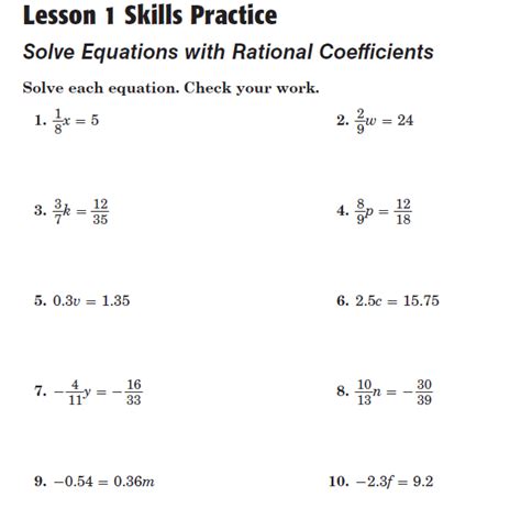 Solving Equations With Rational Coefficient Worksheets Kiddy Math Solving Equations With Rational Coefficients Worksheet - Solving Equations With Rational Coefficients Worksheet