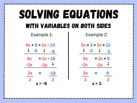 Solving Equations With Variables On Both Sides