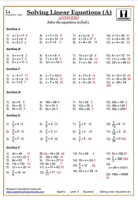 Solving Equations Worksheets Pdf Cazoom Math Solving Equations Activity Worksheet - Solving Equations Activity Worksheet