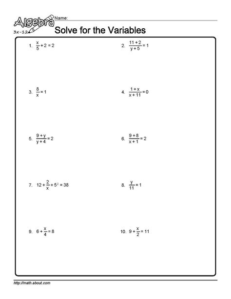Solving For A Specific Variable Worksheet Y Kx Worksheet - Y Kx Worksheet