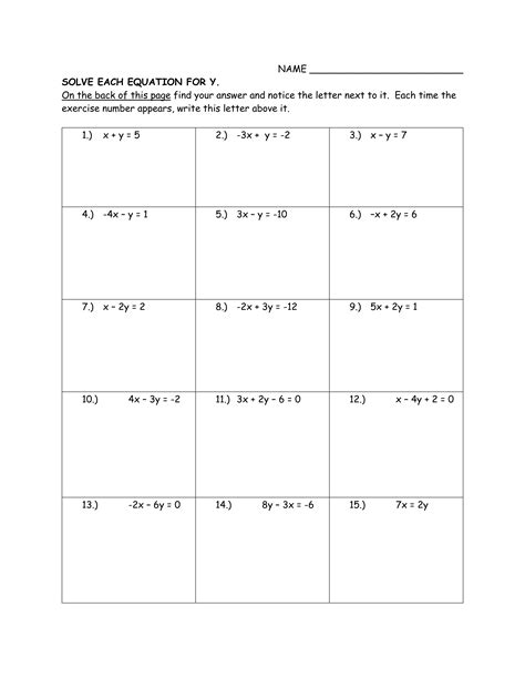 Solving For Y Worksheet Solve Equations For Y Worksheet - Solve Equations For Y Worksheet