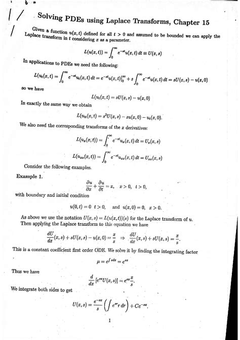Solving Pdes Using Laplace Transforms Chapter 15