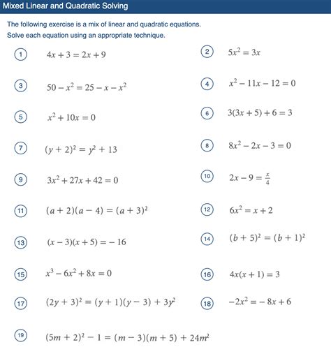 Solving Quadratic Equations Mixed Practice Answer Key