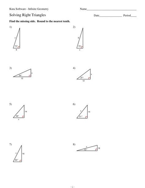 Solving Right Triangles Kuta Software Answers