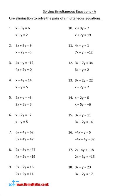 Solving Simultaneous Equations Worksheets With Answers Worksheet Word Equations Answers - Worksheet Word Equations Answers