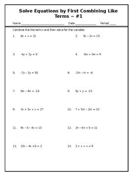 Solving Single Variable Equations Worksheet For Grade 6 Variables Worksheet Grade 6 - Variables Worksheet Grade 6