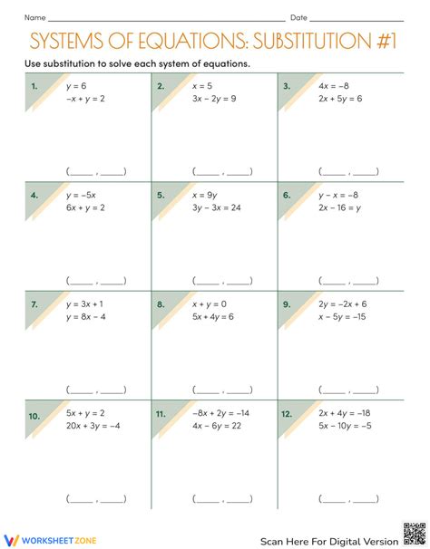 Solving Systems By Substitution Worksheet Answers