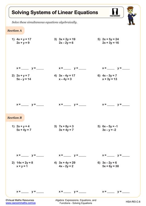 Solving Systems Of Equations Worksheet Kuta