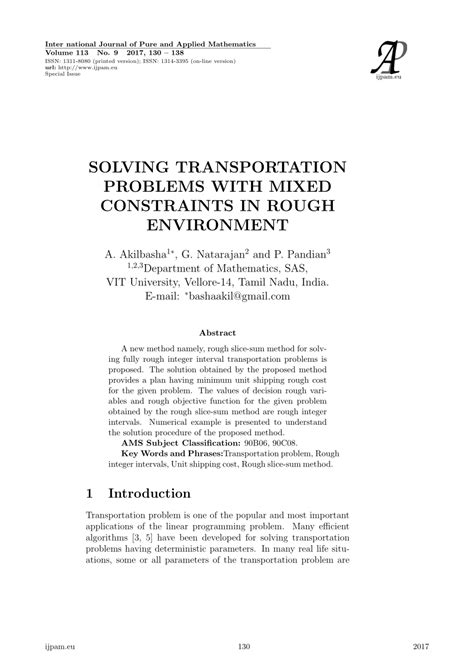 Solving Transportation Problems With Mixed Constraints