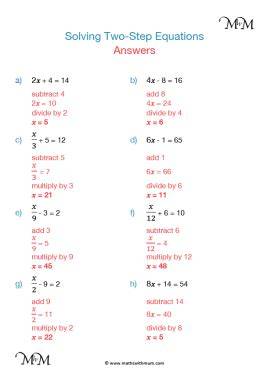 solving two step equations answers
