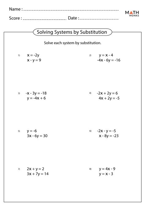 Read Solving Systems Of Equations By Substitution Worksheet Answers 