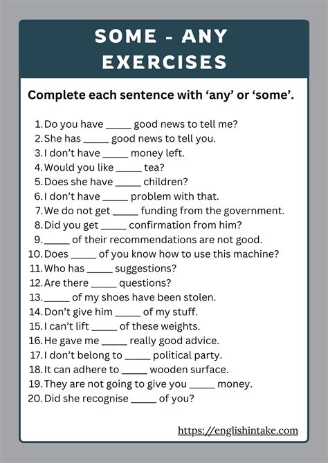 Some And Any Exercises