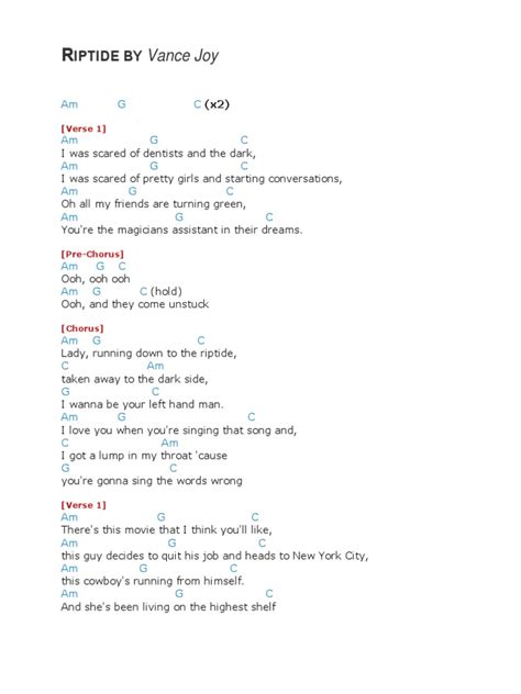 Song Lyrics Riptide