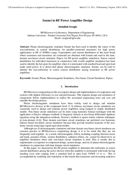 Read Sonnet In Rf Power Amplifier Design 