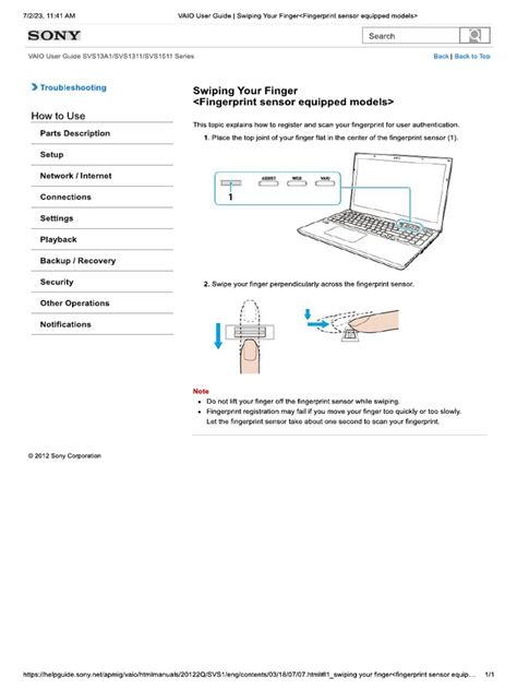 Read Sont Vaio Pcg 51112M User Guide 