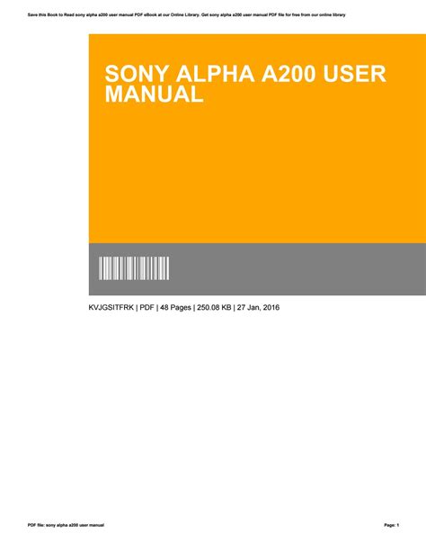 Read Sony A200 User Guide 