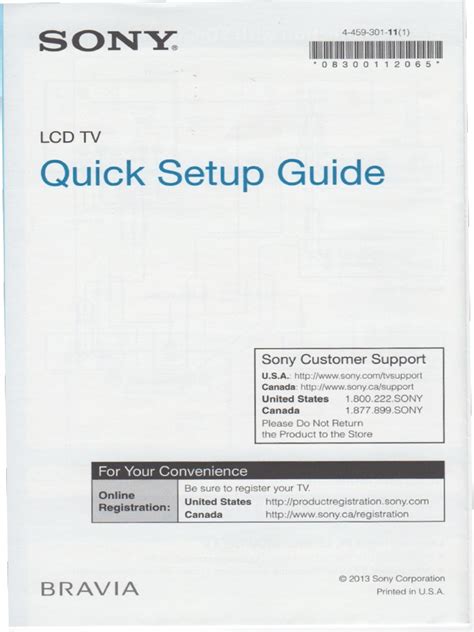 Read Online Sony Bravia Quick Setup Guide 