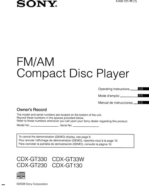 Full Download Sony Cdx Gt330 Manual File Type Pdf 
