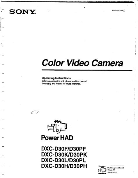 Read Sony Dxc 30 Manual 